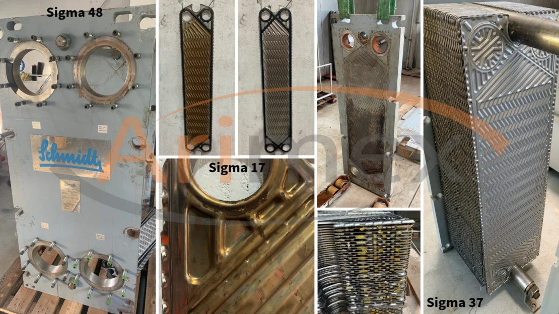 SIGMA 17, SIGMA 37 und SIGMA 48 Plattenwärmetauscher von API Schmidt-Bretten rekonditioniert von Arimex
